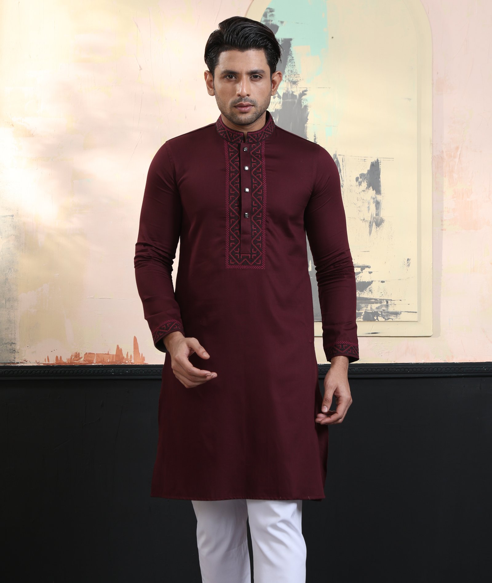 RR-432 (2) Exquisite Embroidery Work Panjabi. RR-476 - Image 1