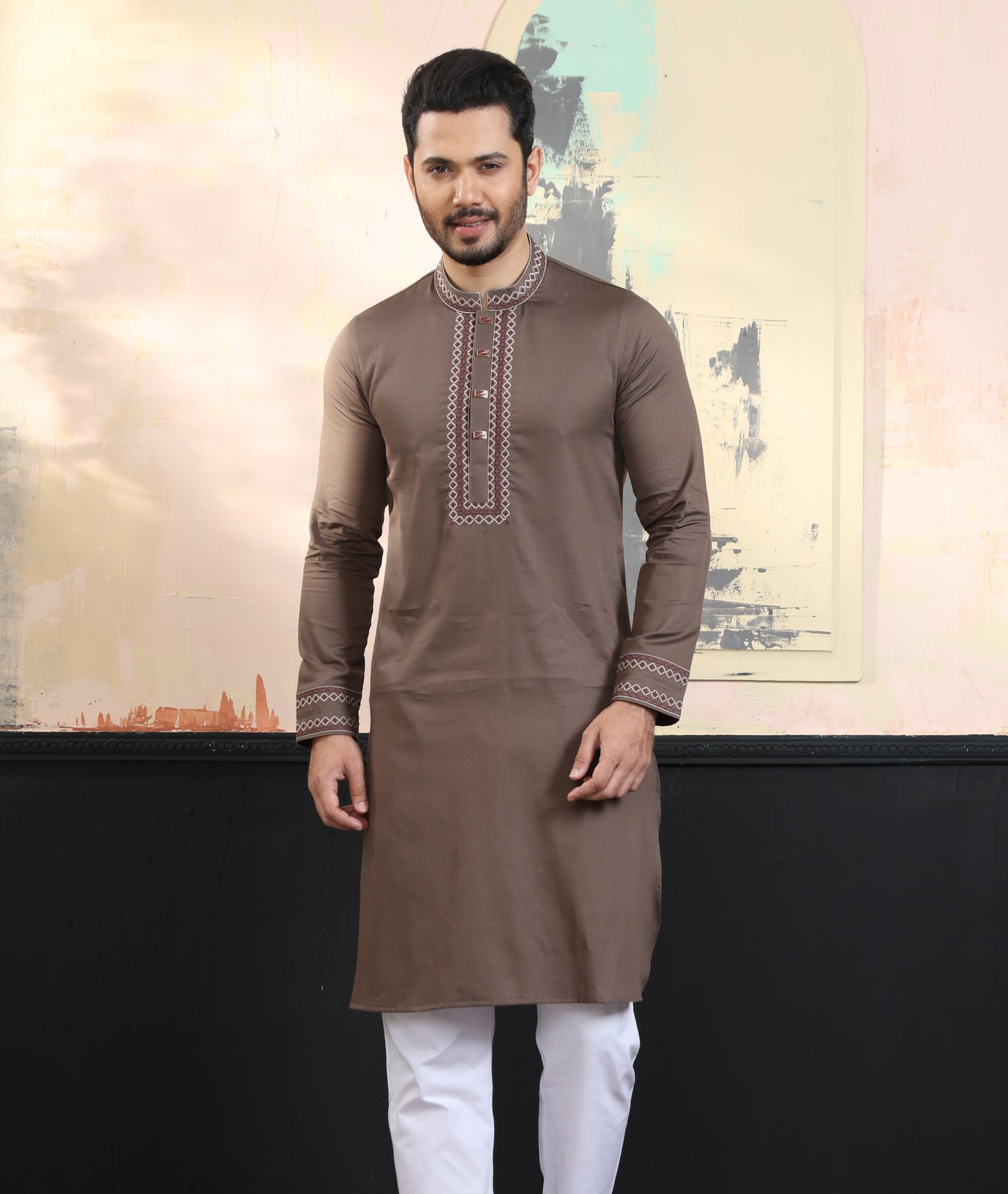 RR-435 (1) Exquisite Embroidery Work Panjabi. RR-435 - Image 1