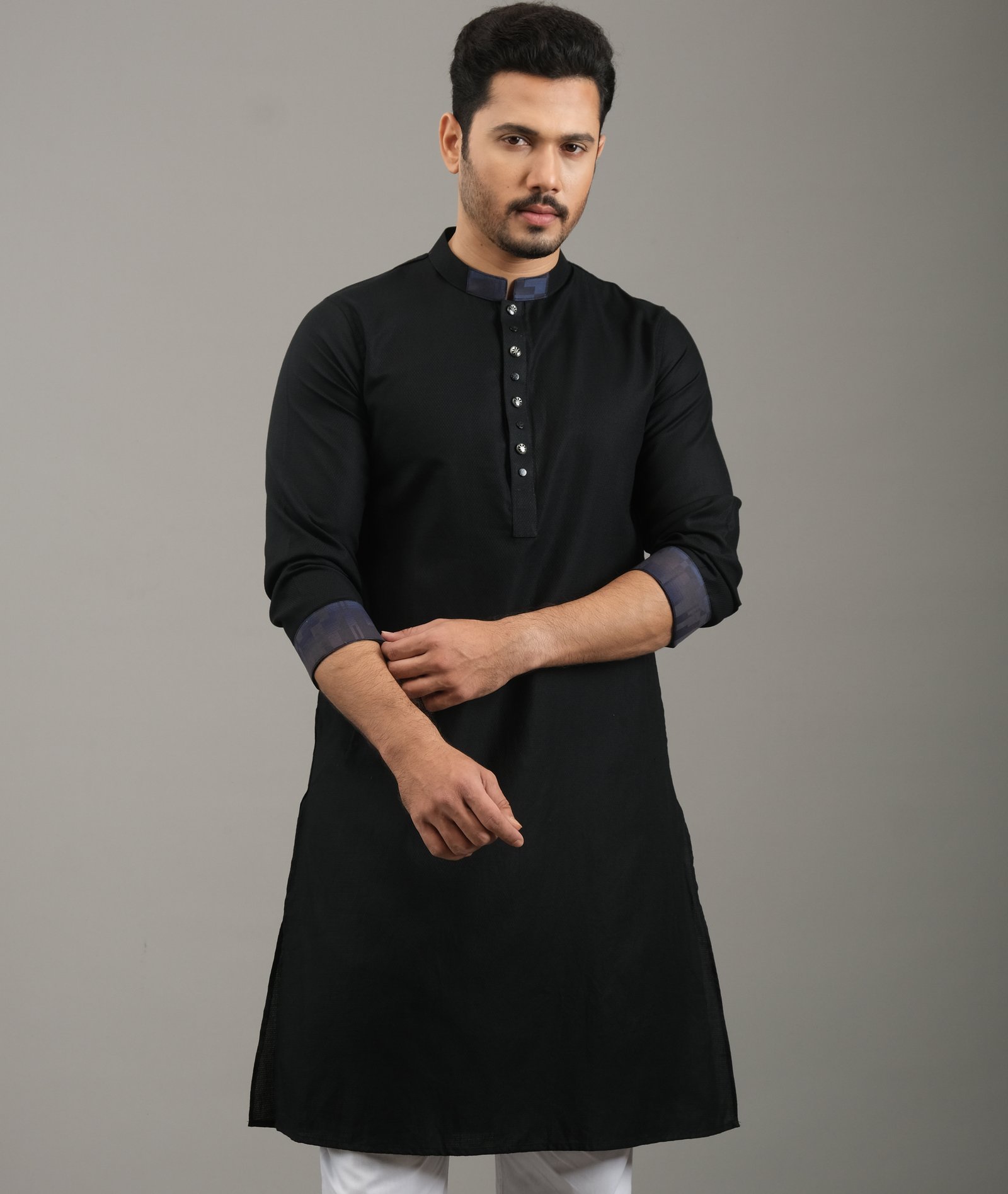 RR-485 (2) Simple Design Cotton Panjabi. RR-485 - Image 1