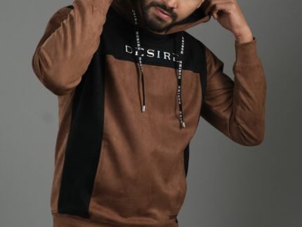 Suede Leather Contrast Hoodie – Luxe Edition: DH-36