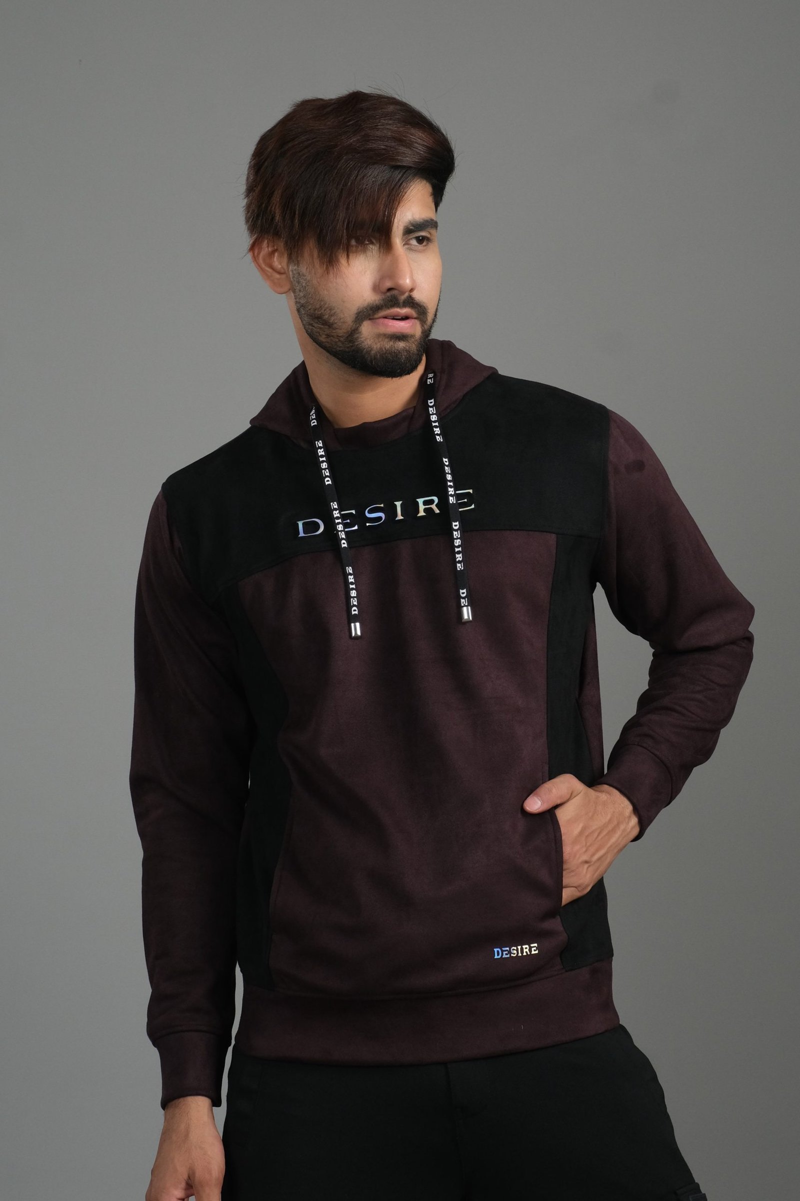 DSCF6574 Suede Leather Contrast Hoodie – Luxe Edition: DH-37 - Image 1