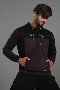 Suede Leather Contrast Hoodie – Luxe Edition: DH-37 - Image 4