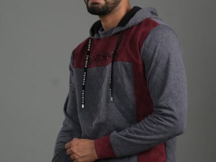 Suede Panel Quilted Hoodie : DH-33