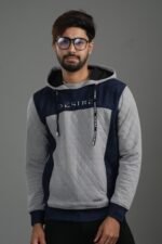 Suede Panel Quilted Hoodie : DH-34