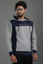 Suede Panel Quilted Hoodie : DH-34 - Image 3